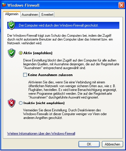 Attribute zum Firewall-Schutz
